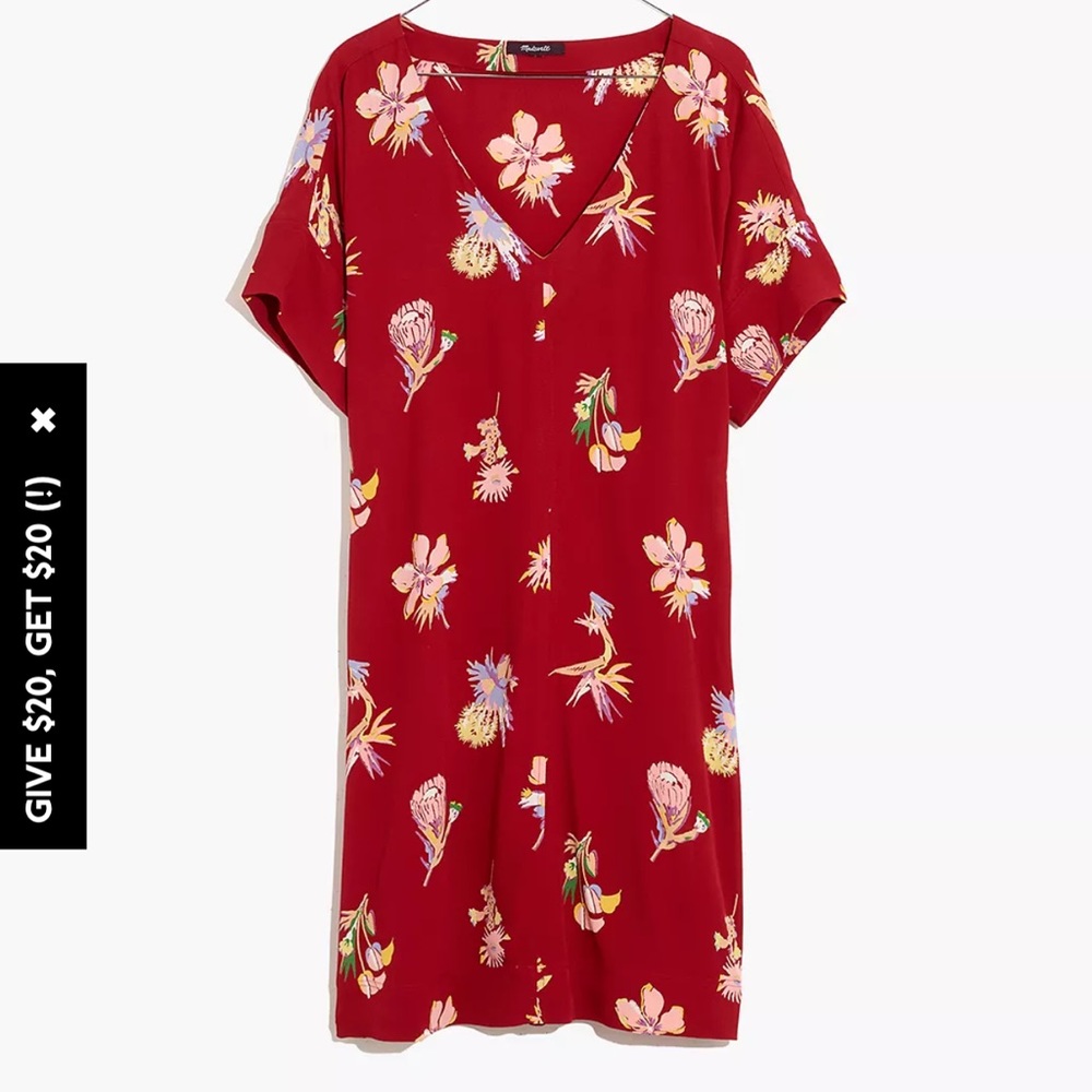 Madewell Novel Dress Red Birds of Paradise Size Medium - Picture 1 of 7